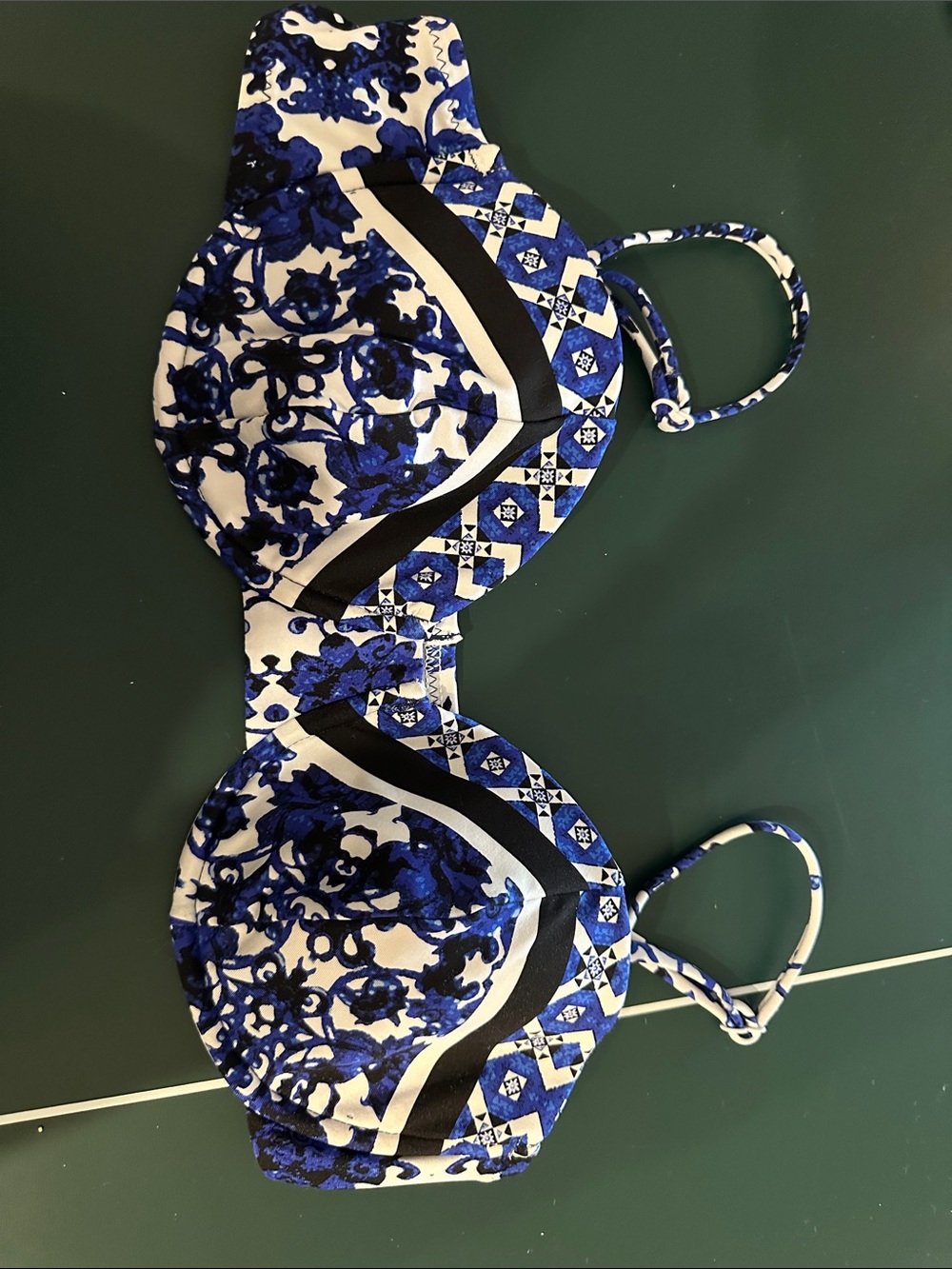 Nanette Lepore Blue and White Printed Bikini Top